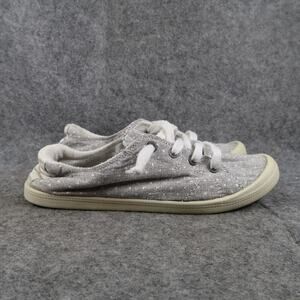 Beneker Shoes Womens 6 Casual Sneakers Lace Up Slip On Fabric Comfort Grey White
